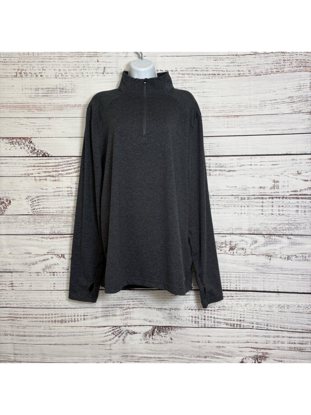 Gaiam Gray 1/4 Zip Pullover Long Sleeve Top